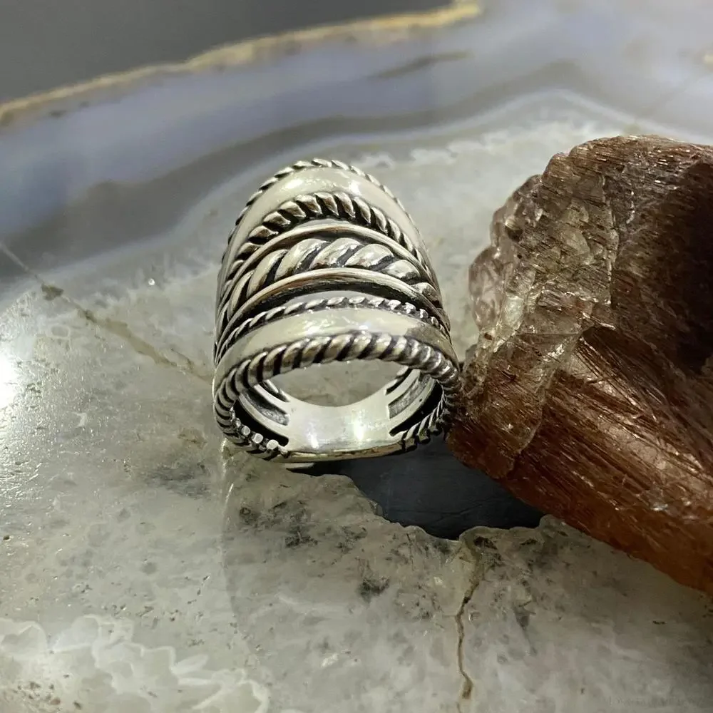 Carolyn Pollack Vintage Sterling Silver Decorated Ropes & Bands Ring For Women - Picture 5 of 10